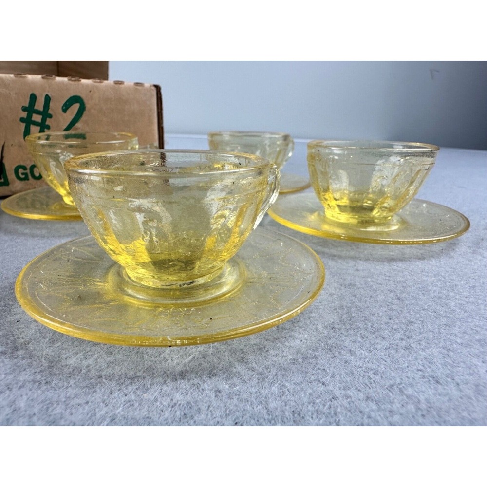 Vintage Mosser Glass The Jennifer Miniatures Set #2 Gold‎ Krystal with Box - Picture 2 of 8